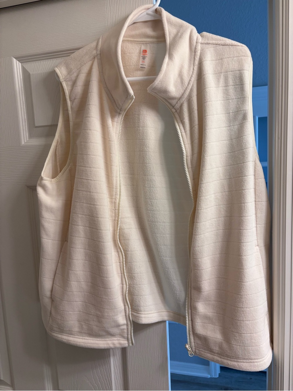 Mono B Cream Fleece Zip Vest